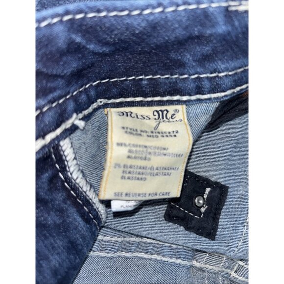 Miss Me Mid Rise Easy Crop Saddle Stitch White Tag Sz 34 EUC - Picture 9 of 12